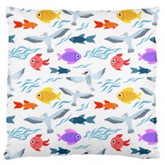 Animal Fish Bird Animals Ocean Pattern Standard Flano Cushion Case (one Side) by Jancukart