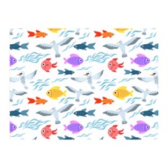 Animal Fish Bird Animals Ocean Pattern Double Sided Flano Blanket (mini) 