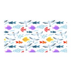 Animal Fish Bird Animals Ocean Pattern Satin Wrap 35  X 70 