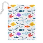 Animal Fish Bird Animals Ocean Pattern Drawstring Pouch (5XL) Back