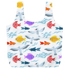 Animal Fish Bird Animals Ocean Pattern Full Print Recycle Bag (xxl) by Jancukart