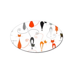 Cartoon Cat Seamless Pattern Graphic Sticker Oval (10 Pack)