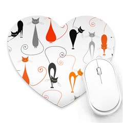 Cartoon Cat Seamless Pattern Graphic Heart Mousepad