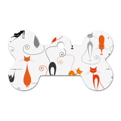 Cartoon Cat Seamless Pattern Graphic Dog Tag Bone (one Side)