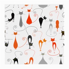 Cartoon Cat Seamless Pattern Graphic Medium Glasses Cloth