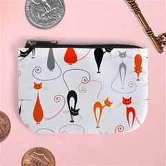 Cartoon Cat Seamless Pattern Graphic Mini Coin Purse