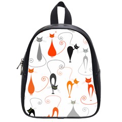 Cartoon Cat Seamless Pattern Graphic School Bag (small)