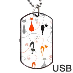 Cartoon Cat Seamless Pattern Graphic Dog Tag Usb Flash (one Side)