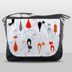 Cartoon Cat Seamless Pattern Graphic Messenger Bag