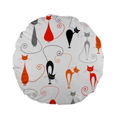 Cartoon Cat Seamless Pattern Graphic Standard 15  Premium Round Cushions