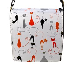 Cartoon Cat Seamless Pattern Graphic Flap Closure Messenger Bag (l)