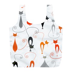 Cartoon Cat Seamless Pattern Graphic Full Print Recycle Bag (l)