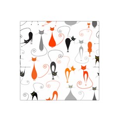 Cartoon Cat Seamless Pattern Graphic Satin Bandana Scarf 22  X 22 