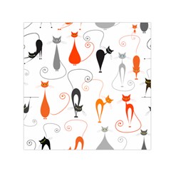 Cartoon Cat Seamless Pattern Graphic Square Satin Scarf (30  X 30 )