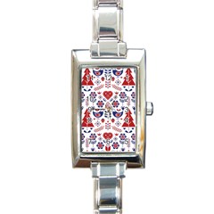 Scandinavian Folk Seamless Pattern Rectangle Italian Charm Watch