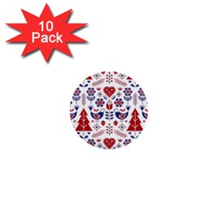 Scandinavian Folk Seamless Pattern 1  Mini Buttons (10 pack) 