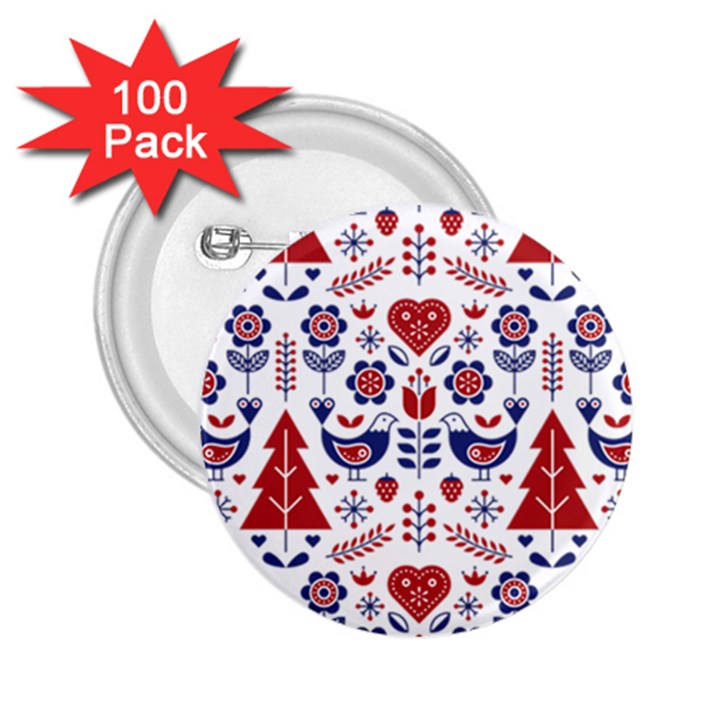 Scandinavian Folk Seamless Pattern 2.25  Buttons (100 pack) 