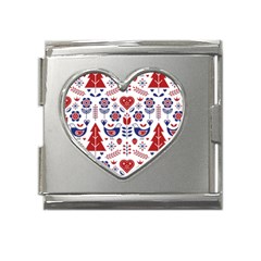 Scandinavian Folk Seamless Pattern Mega Link Heart Italian Charm (18mm)