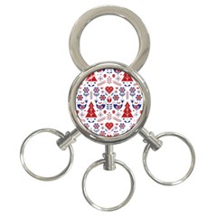 Scandinavian Folk Seamless Pattern 3-ring Key Chain