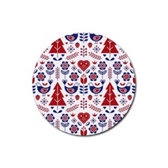 Scandinavian Folk Seamless Pattern Rubber Coaster (Round)