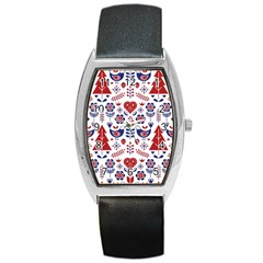 Scandinavian Folk Seamless Pattern Barrel Style Metal Watch