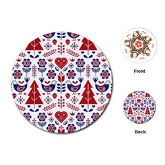 Scandinavian Folk Seamless Pattern Playing Cards Single Design (round) by Jancukart