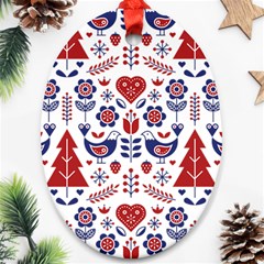 Scandinavian Folk Seamless Pattern Oval Ornament (Two Sides)