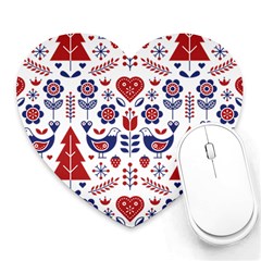 Scandinavian Folk Seamless Pattern Heart Mousepad