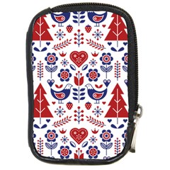 Scandinavian Folk Seamless Pattern Compact Camera Leather Case