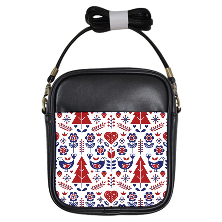 Scandinavian Folk Seamless Pattern Girls Sling Bag