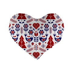 Scandinavian Folk Seamless Pattern Standard 16  Premium Heart Shape Cushions