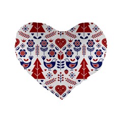 Scandinavian Folk Seamless Pattern Standard 16  Premium Flano Heart Shape Cushions