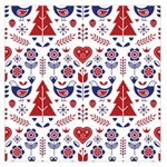 Scandinavian Folk Seamless Pattern Square Satin Scarf (36  x 36 ) Front