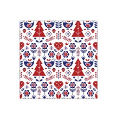 Scandinavian Folk Seamless Pattern Satin Bandana Scarf 22  x 22 