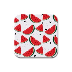 Watermelon Seamless Pattern Rubber Square Coaster (4 Pack)