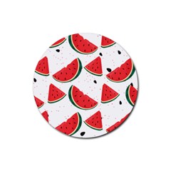 Watermelon Seamless Pattern Rubber Coaster (round)