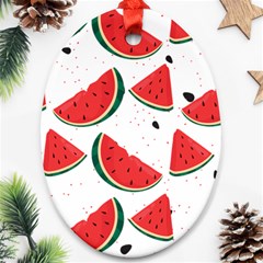 Watermelon Seamless Pattern Oval Ornament (two Sides)