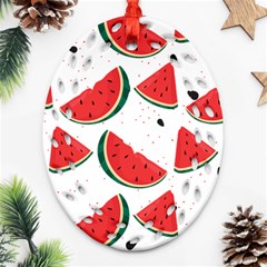 Watermelon Seamless Pattern Ornament (oval Filigree)