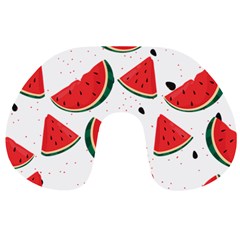 Watermelon Seamless Pattern Travel Neck Pillow by Jancukart