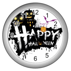 Happy Halloween Wall Clock (silver)