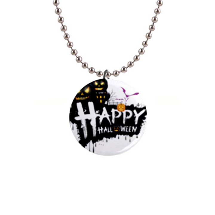 Happy Halloween 1  Button Necklace