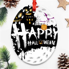 Happy Halloween Ornament (oval Filigree)