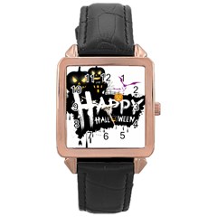 Happy Halloween Rose Gold Leather Watch 