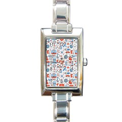 Medical Icons Square Seamless Pattern Rectangle Italian Charm Watch