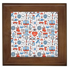 Medical Icons Square Seamless Pattern Framed Tile by Jancukart