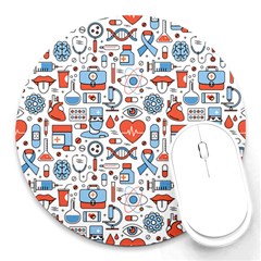 Medical Icons Square Seamless Pattern Round Mousepad by Jancukart