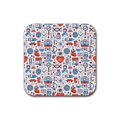 Medical Icons Square Seamless Pattern Rubber Coaster (square) by Jancukart