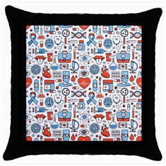 Medical Icons Square Seamless Pattern Throw Pillow Case (black) by Jancukart