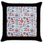 Medical Icons Square Seamless Pattern Throw Pillow Case (Black) Front