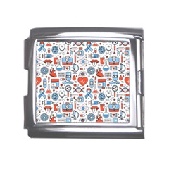 Medical Icons Square Seamless Pattern Mega Link Italian Charm (18mm) by Jancukart